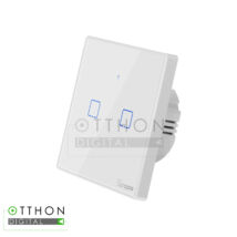 Sonoff TX T2 EU 2C » WiFi + RF vezérlésű, távvezérelhető, érintős dupla/csillár villanykapcsoló (fehér, kerettel)