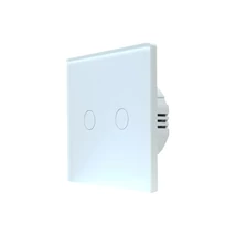 SmartWise T62 UNI Zigbee 3.0 + RF, univerzális bekötésű, 2 áramkörös okos érintőkapcsoló, fehér üveg előlappal