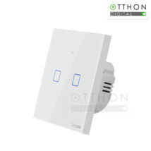 Sonoff » Sonoff TX T0 EU 2C WiFi vezérlésű, távvezérelhető, érintős dupla/csillár villanykapcsoló (fehér)