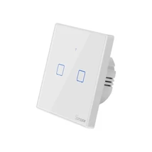 Sonoff TX T2 EU 2C » WiFi + RF vezérlésű, távvezérelhető, érintős dupla/csillár villanykapcsoló (fehér, kerettel)