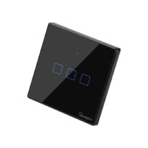 Sonoff TX T3 EU 3C » WiFi + RF vezérlésű, távvezérelhető, érintős hármas csillár villanykapcsoló (fekete)
