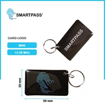 Kulcstartó típusú RFID Kártya SMARTPASS logóval, 13,56 MHz, Fekete (1 db)