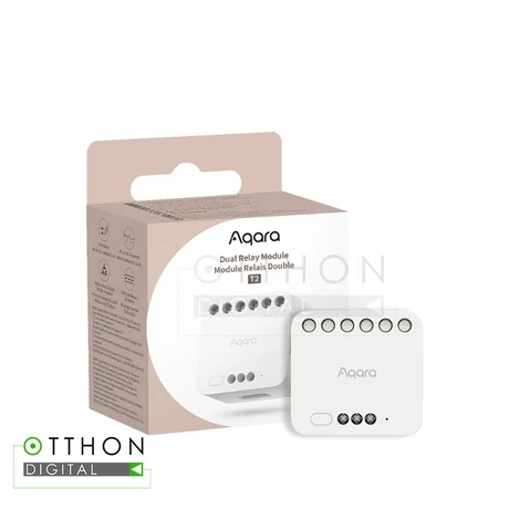 Aqara T2 mini két áramkörös Zigbee kapcsolómodul, fogyasztásmérővel, motoros redőnyvezérlés