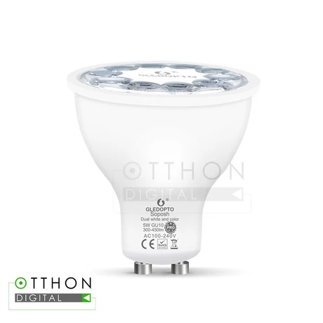 Gledopto Pro RGB+CCT (fehér + színes fényű), GU10 foglalatú okos izzó, Zigbee + RF vezérléssel