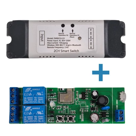 SmartWise 85V-250V AC két áramkörös, Wi-Fi+Bluetooth NO/NC okosrelé