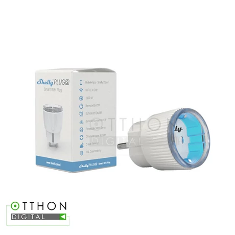 Shelly Plug S » WiFi-s, interneten át vezérelhető, mini okoskonnektor, fogyasztásmérővel (2500W)