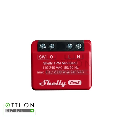 Shelly PLUS 1PM MINI Gen3, Wi-Fi + Bluetooth okosrelé, áramfogyasztás-méréssel