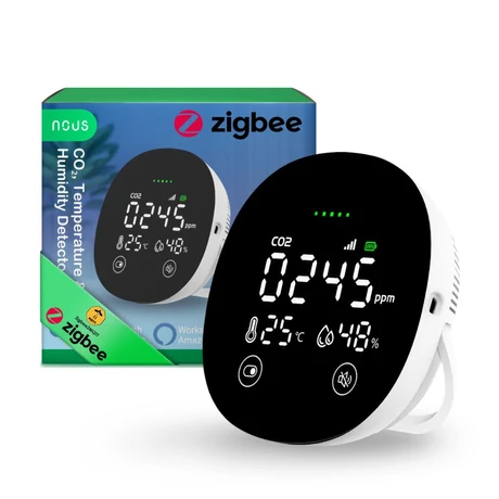 NOUS E10 Tuya Zigbee okos szén-dioxid (CO₂), hőmérséklet és páratartalom érzékelő