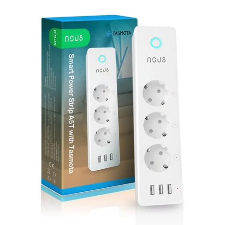 NOUS A5T okos Wi-Fi-s hoszabbítós elosztó, Tasmota firmware