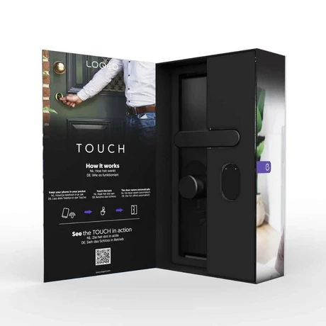 Shelly LOQED érintős okos Wi-Fi + Bluetooth zár, fekete
