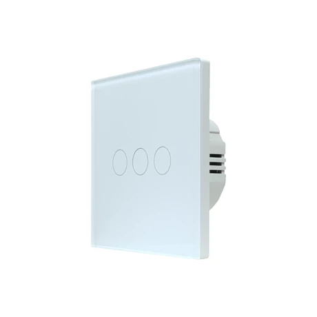 SmartWise T63 UNI Zigbee 3.0 + RF, univerzális bekötésű, 3 áramkörös, okos érintőkapcsoló, fekete üveg előlappal