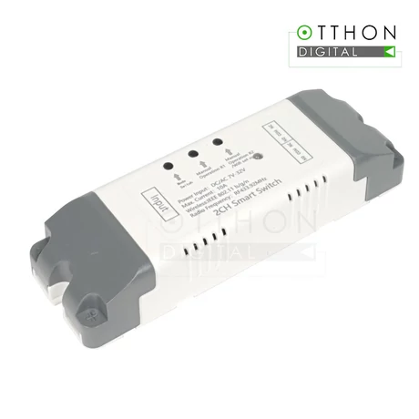 SmartWise 7V-32V két áramkörös, WiFi + RF NO/NC okosrelé, kontakt kapcsolással és impulzus üzemmóddal, védőtokban