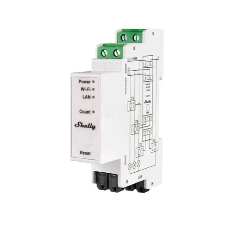 Shelly PRO 3EM RC 2000A három fázisú, nagy teljesítményű professzionális Wi-Fi + Ethernet fogyasztásmérő, 3x2000A Rogowski-tekercsekkel