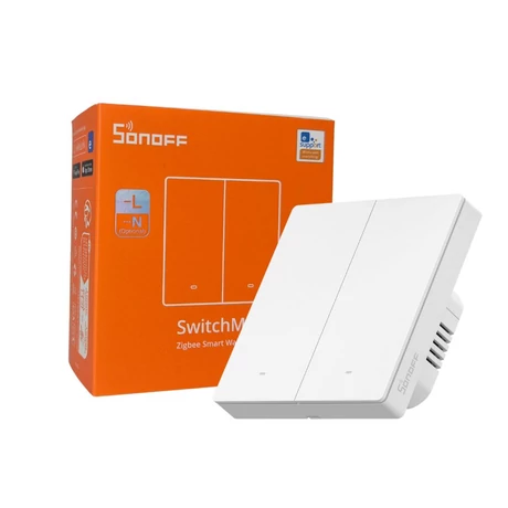 Sonoff SwitchMan M5 Zigbee 2 áramkörös, okos villanykapcsoló, fehér (ZBM5-2C-86W)