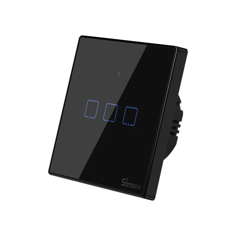 Sonoff TX T3 EU 3C » WiFi + RF vezérlésű, távvezérelhető, érintős hármas csillár villanykapcsoló (fekete)