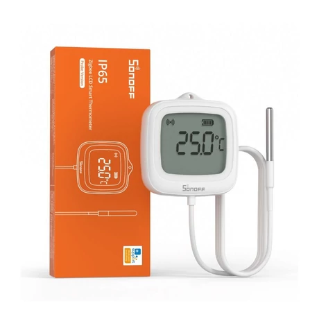 SONOFF SNZB-02LD Zigbee 3.0 vezeték nélküli, LCD kijelzős, érzékelőszondás IP65 kültéri hőmérő