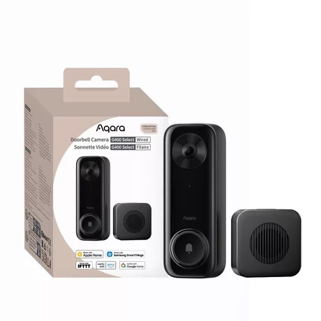 Aqara Doorbell Camera G400 Select (Wired) – okos kaputelefon, AI ember, kisállat és csomag felismeréssel, Wi-Fi 6, fekete (DB-C03D)