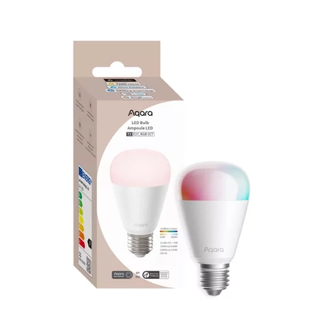 Aqara T2 RGB CCT (fehér + színes), állítható színhőmérsékletű, fényerőszabályozható, E27 LED izzó